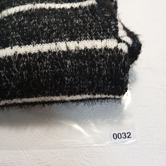 Calvin Klein Cardigan Womens Black & White Fuzzy Striped Open-Front Sweater - Picture 9 of 9